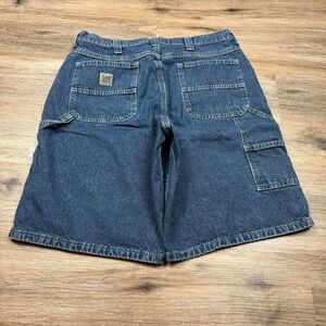 baggy dark wash lee dungaree carpenter denim shorts